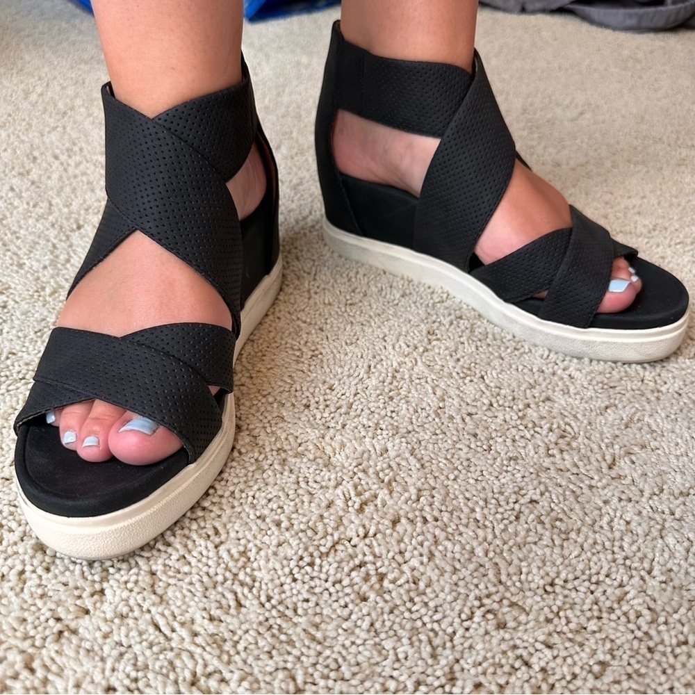 Dr Scholl’s Women’s Sheena Wedge Black Sandal SZ 8.5 - Picture 11 of 11